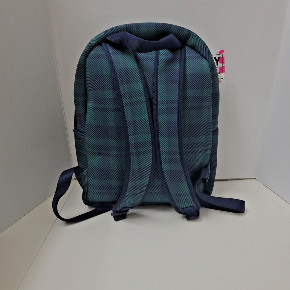MYTAGALONGS Backpack Green Plaid Neoprene Pockets Padded Work Travel School New - Picture 2 of 8